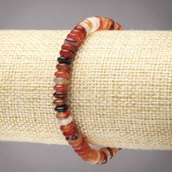 Bracelet élastique en cornaline rondelles lisses, diamètre 6×3 mm+