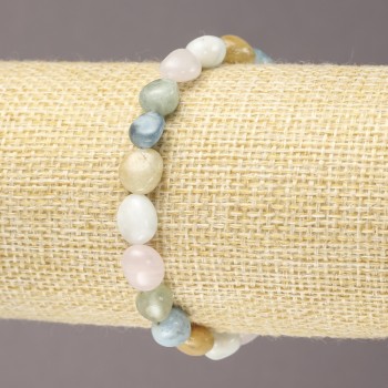 Bracelet élastique en pierre naturelle Morganite, perle facettée, diamètre 7×9 mm (±)