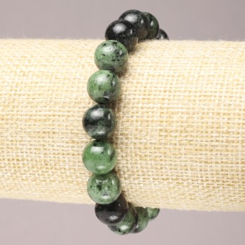 Bracelet élastique en zoïsite naturelle, perle lisse, diamètre 10 mm (±)