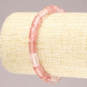 Bracelet élastique en calcédoine naturelle, perles cylindriques lisses 10×6 mm+
