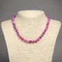 Collier en agate framboise, boules lisses de 8 mm ±, longueur 45 cm ±