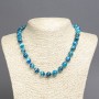 Collier d'agate bleue, perles sphères lisses, diamètre 10 mm +-, longueur 45 cm +