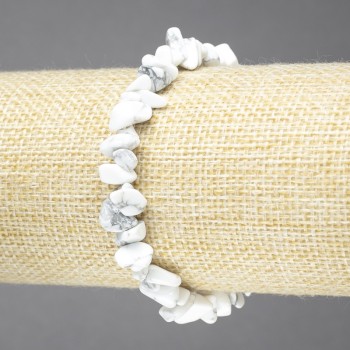 Bracelet élastique en howlite granulée, diamètre 6–8 mm+