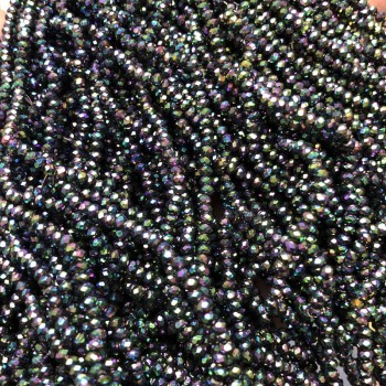 Perles en cristal tchèque sur fil, revêtement au benzène, rondelle facettée, diamètre 3×2,5 mm, longueur environ 36 cm