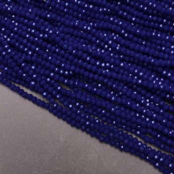 Perles bleu nuit mates en cristal tchèque sur fil, rondelle facettée, diamètre environ 3,5 × 3 mm, longueur 36–38 cm