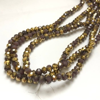 Perles de cristal tchèque sur fil – assortiment lilas mat avec placage, rondelle facettée, diamètre 6×4,5 mm (+/-), longueur 38–40 cm