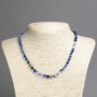 Collier naturel en agate bleue œil, billes facettées de 6 mm de diamètre, longueur 45 cm +/-