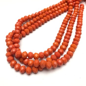 Perles de cristal tchèque sur fil orange carotte mat rondelle facettée, diamètre 8×6 mm + -, longueur 40–42 cm +
