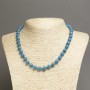 Collier en jaspe impérial bleu — boules lisses, diamètre 8 mm, longueur environ 45 cm