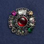 Broche Accent métal argenté, émail et strass 50 mm +