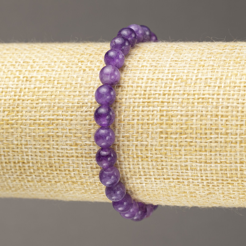 Bracelet en lépidolite (artificiel) perles lisses, diamètre 6 mm ± (élastique)