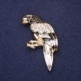 Broche perroquet émail et strass, couleur noir et blanc, métal doré, 51 × 25 mm