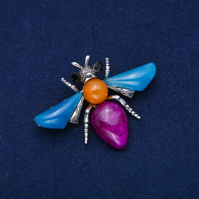 Broche «Papillon» métal argenté 47 × 62 mm +