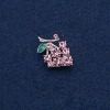 Broche-pendentif Raisin, métal argenté avec pierres roses 29×20 mm +