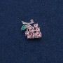 Broche-pendentif Raisin, métal argenté avec pierres roses 29×20 mm +