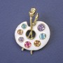 Broche Palette multicolores avec émail sur métal doré, 45×32 mm+