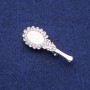 Broche Miroir nacré avec strass en métal argenté 16x42 mm
