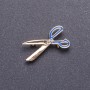 Broche «Ciseaux» émail bleu et doré 3,5 × 1,8 cm