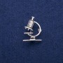 Broche Microscope avec émail et strass, 24×31 mm, métal argenté