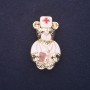 Broche Ourson médecin émaillé blanc et rouge, 40×22 mm, métal doré