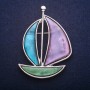 Broche-pendentif Navire avec nacre 62 × 43 mm +