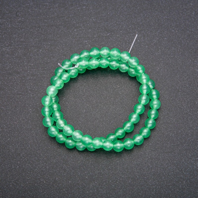 Perles de néphrite, sphères lisses, diamètre 6 mm (+/-), longueur 38 cm