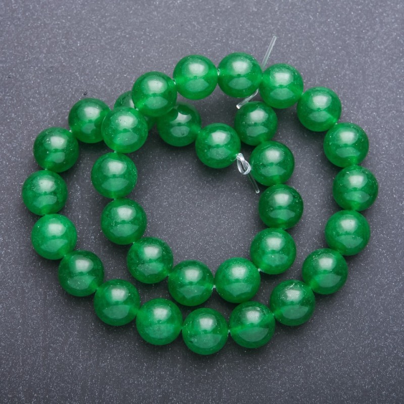 Perles chrysoprase 12 mm, boules lisses, diamètre 12 mm (+/-), sur fil, longueur 38 cm (+/-)