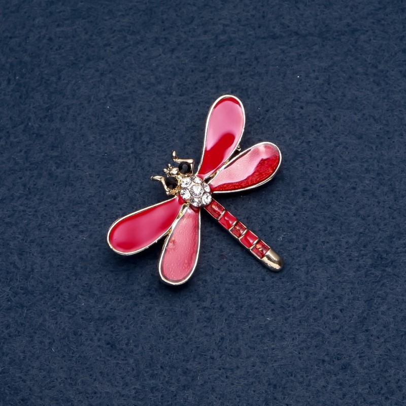 Broche «Papillon» aux ailes rouges 35×45 mm, série Insectes, couleur métal