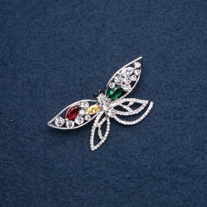 Broche «Papillon» 60×30 mm couleur métal argent