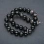 Perles sur fil en obsidienne argentée, boules lisses de 12 mm, longueur 39 cm