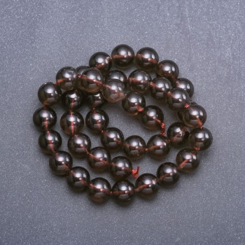 Perles de quartz fumé synthétiques sur fil, billes lisses, diamètre 10 mm+-, longueur 38 cm+-
