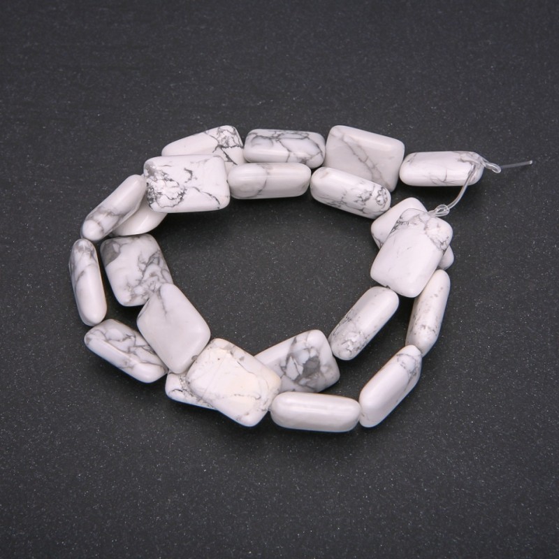 Perles en howlite naturelle rectangulaires, diamètre 13 × 18 mm (±), longueur 38 cm (±)