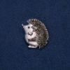 Broche-pendentif «Hérisson» en métal argenté avec strass noir 37 × 30 mm +