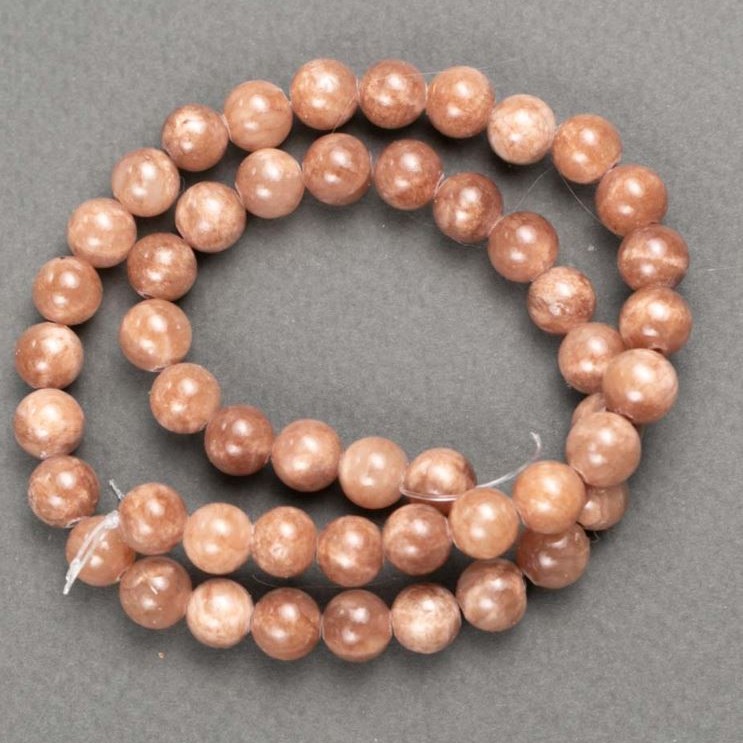 Perles Sélénite (acrylique synthétique) sur fil, billes lisses de 8 mm, longueur 40 cm ±