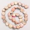 Perles sur fil en rhodochrosite naturelle, galetées, dimensions 11 × 15 mm, longueur 40 cm +/-