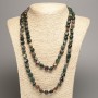 Collier long en jaspe vert galeté, diamètre 5×8–10 mm ±, longueur 110 cm ±