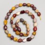 Perles jaspe mokaïte, galetage sur fil, diamètre 7 × 10 mm ±, longueur d'environ 40 cm ±