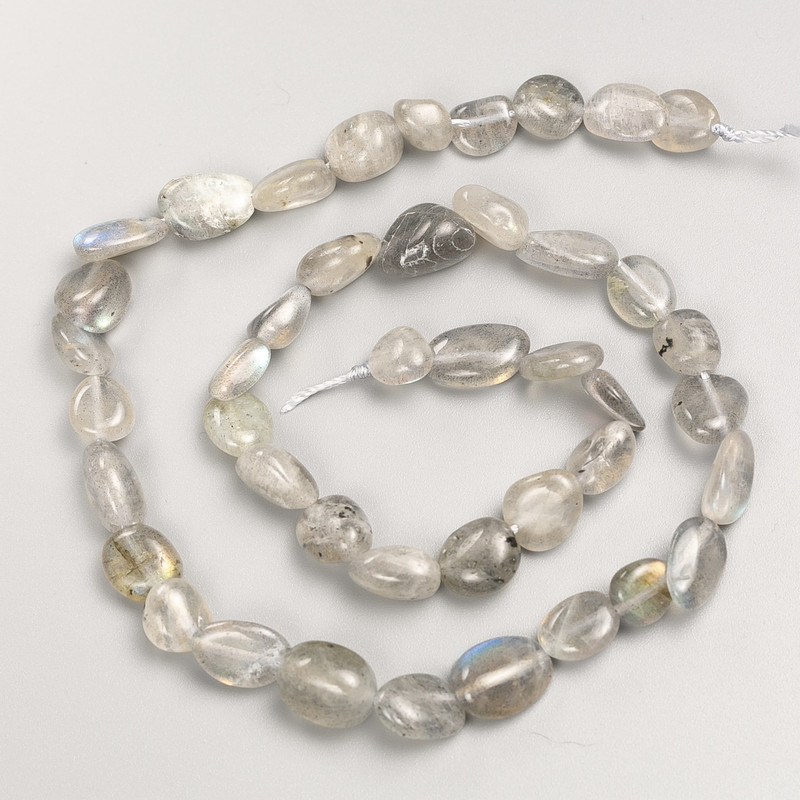 Perles en pierre naturelle labradorite galetées sur fil, diamètre 7 × 10 mm, longueur 40 cm ±