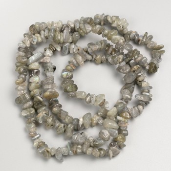 Perles de labradorite en éclats sur fil long, diamètre 7-10×5 mm ±, longueur 80 cm ±