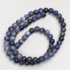 Perles en sodalite, sphères lisses sur fil, diamètre 6 mm ±, longueur 38 cm ±