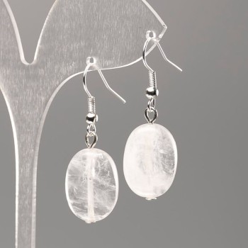 Boucles d'oreilles en cristal de roche naturel ovales 18x13 mm+
