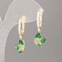 Boucles d'oreilles Xuping en or plaqué 18K, pierre verte et strass blancs, 30 × 10 mm