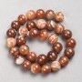 Perles d'agate orange, boules lisses montées sur fil, diamètre 12 mm, longueur 38 cm