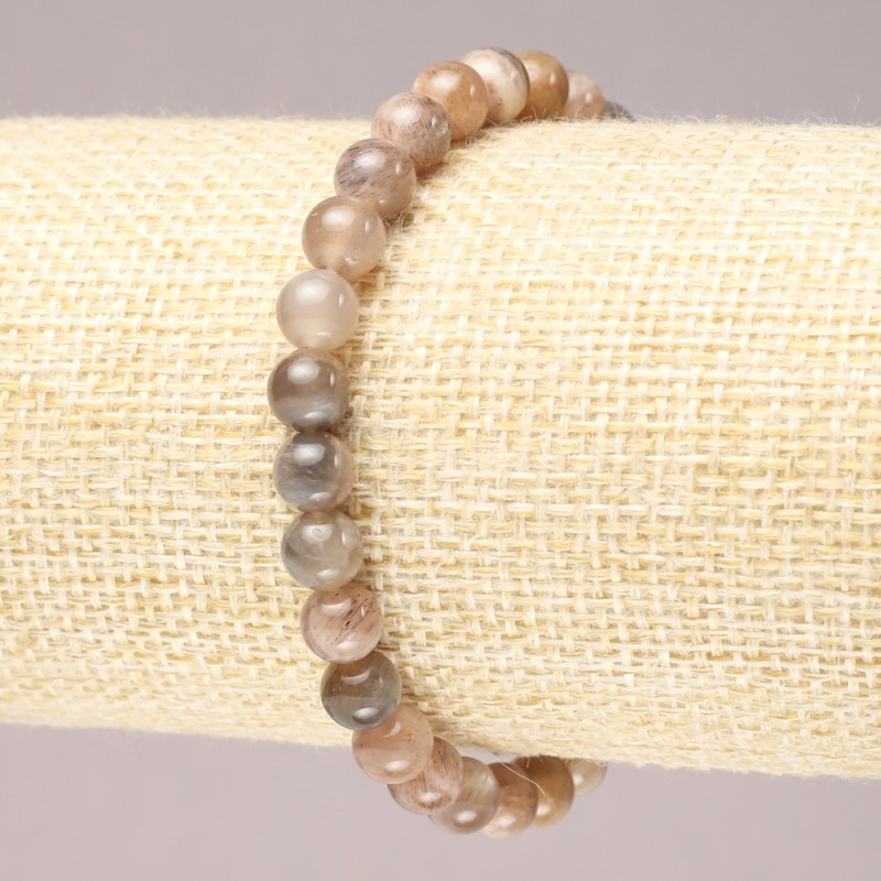 Bracelet élastique en sélénite, perles rondes lisses de 6 mm