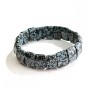 Bracelet élastique noir et blanc en obsidienne neige « Larmes d'Apache » – pierres rectangulaires 11x15 mm (±)