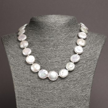 Collier de perles baroques naturelles, diamètre 17 mm ±, longueur 48 cm ±