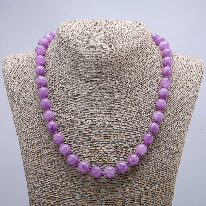 Collier en quartz teinté naturel, perles rondes lisses, diamètre 10 mm (±), longueur 46 cm +