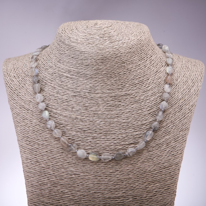 Collier en labradorite, perles facettées, diamètre 7×10 mm, longueur 45 cm