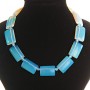 Collier en pierre de lune rectangulaire 20 × 30 mm et une bille entre les deux, longueur 51 cm