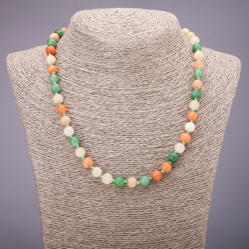 Collier assorti (artificiel) billes lisses, diamètre 8 mm, longueur 45 cm